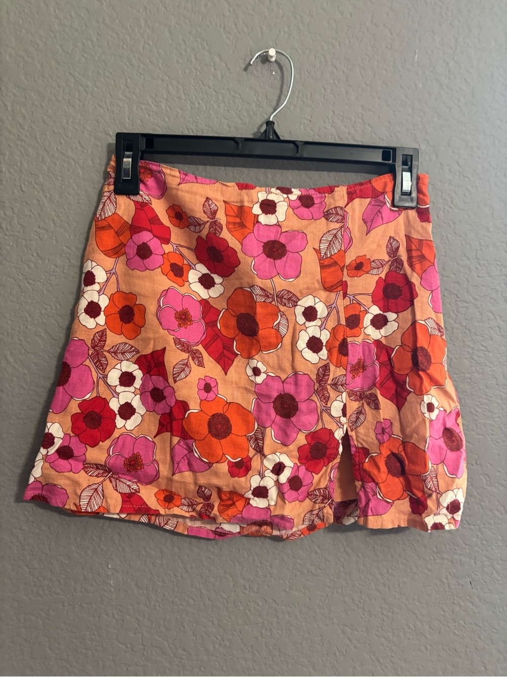 Urban Outfitters Pink, Orange & Peach Floral Mini Skirt